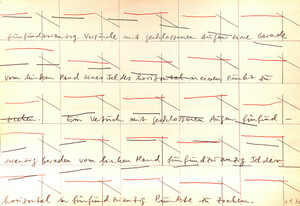 25 Versuche mit geschlossenen Augen eine Gerade eines Feldes horizontal in einen Punkt zu ziehen. Ein Versuch mit geschlossenen Augen 25 Geraden vom linken Rand 25 Felder horizontal in 25 Punkte zu ziehen