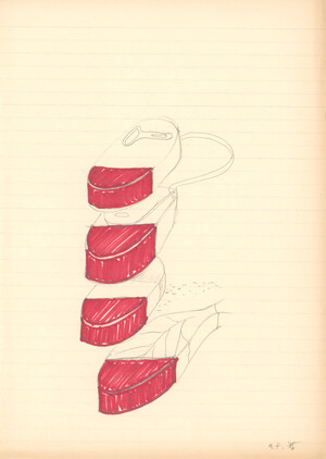 o. T. (vier rote Abrundungen)