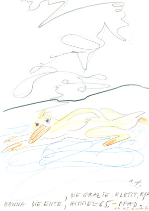 hanna, die ente, die grazie, kleist, kla, himmel-pfad. hermsdorf (6.5.89)