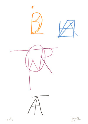 ((von: bild, wort, zahl jeweils alle buchstaben ineinander)) (22:22 Uhr, 13.6.89)