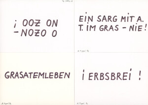 O OZON – NO ZOO! / GRASATEMLEBEN / i ERBSBREI ! / EIN SARG MIT A.T. IM GRAS – NIE! Palindrome