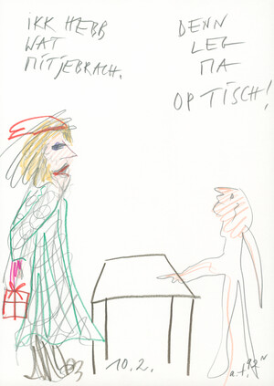 ikk hebb wat mitjebrach. – denn leg ma op tisch! (10.2.92)
