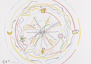 C41 Selbstporträ in der Wüste unter Himmel mit Pyramide, Palme, Dromedar und Beduine http.www. C42 (o. T.). C43 Was hat Bechstein Nietzsche erzählt u. der Duchamp? INFORMEME. C44 (o. T.). C45 „Neue Blicke durch die alten Löcher“ (Lichtenberg). C46 (o. T.)